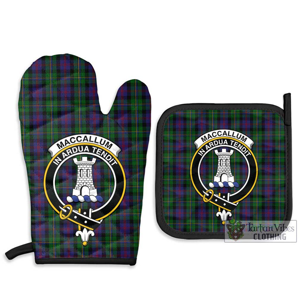 MacCallum (McCallum) Tartan Combo Oven Mitt & Pot-Holder with Family Crest Combo 1 Oven Mitt & 2 Pot-Holder Black - Tartan Vibes Clothing