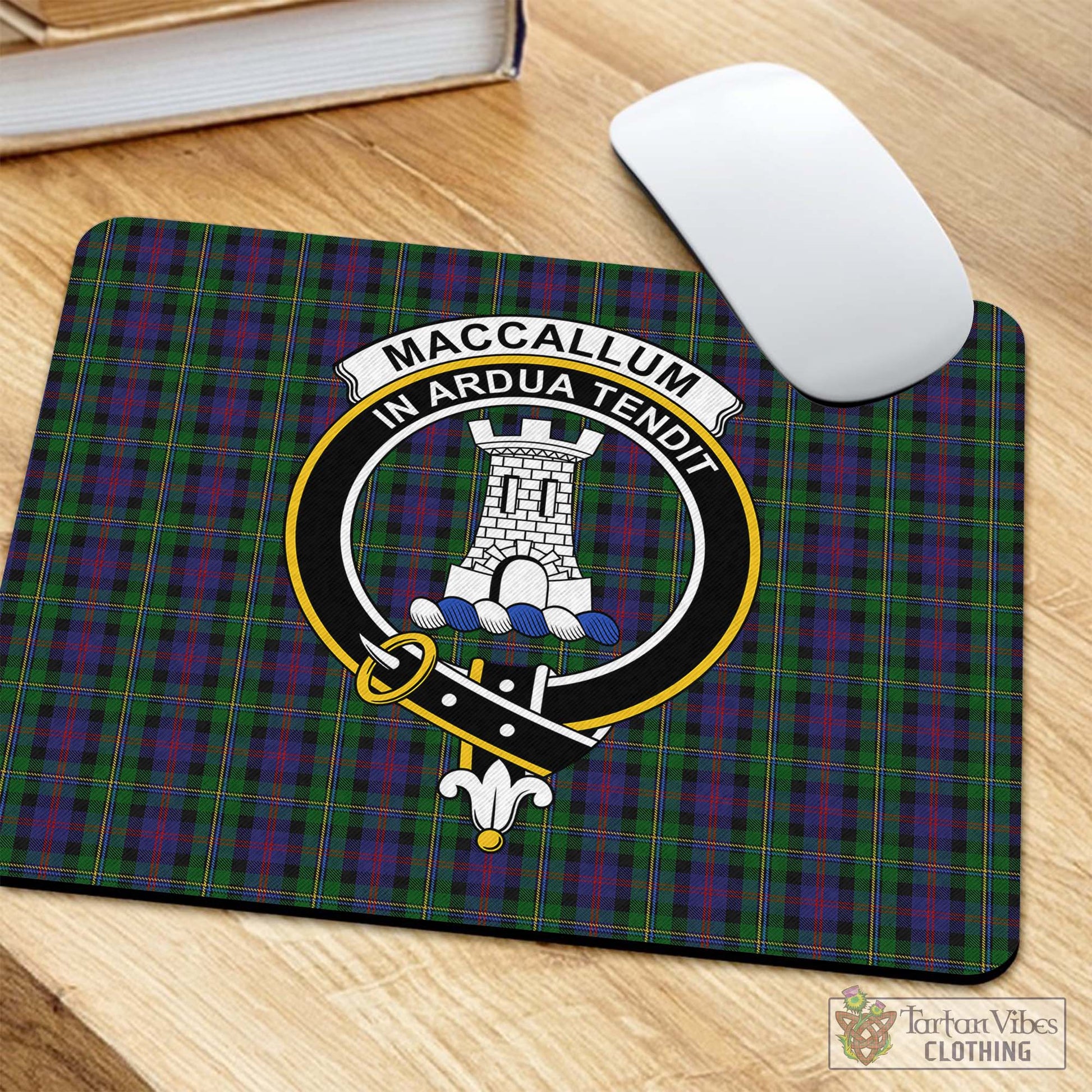 Tartan Vibes Clothing MacCallum Tartan Mouse Pad with Family Crest