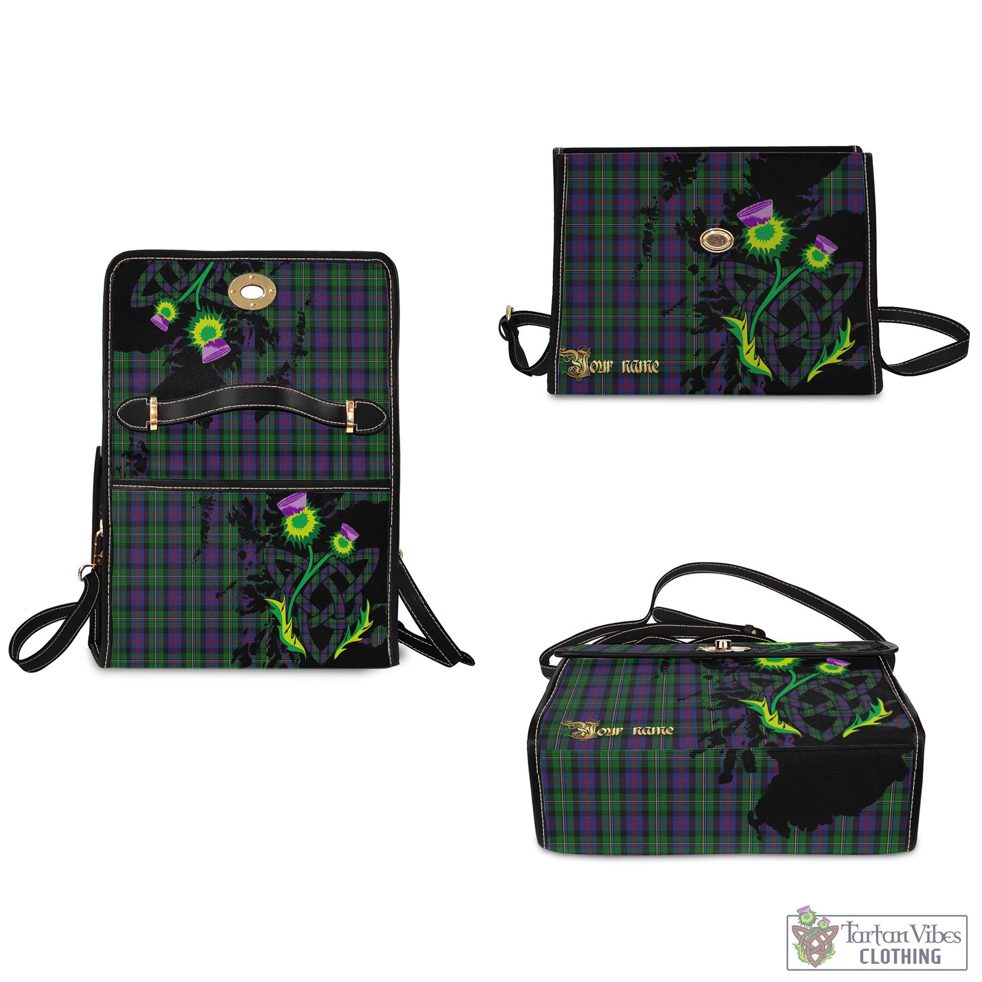Tartan Vibes Clothing MacCallum Tartan Waterproof Canvas Bag with Scotland Map and Thistle Celtic Accents