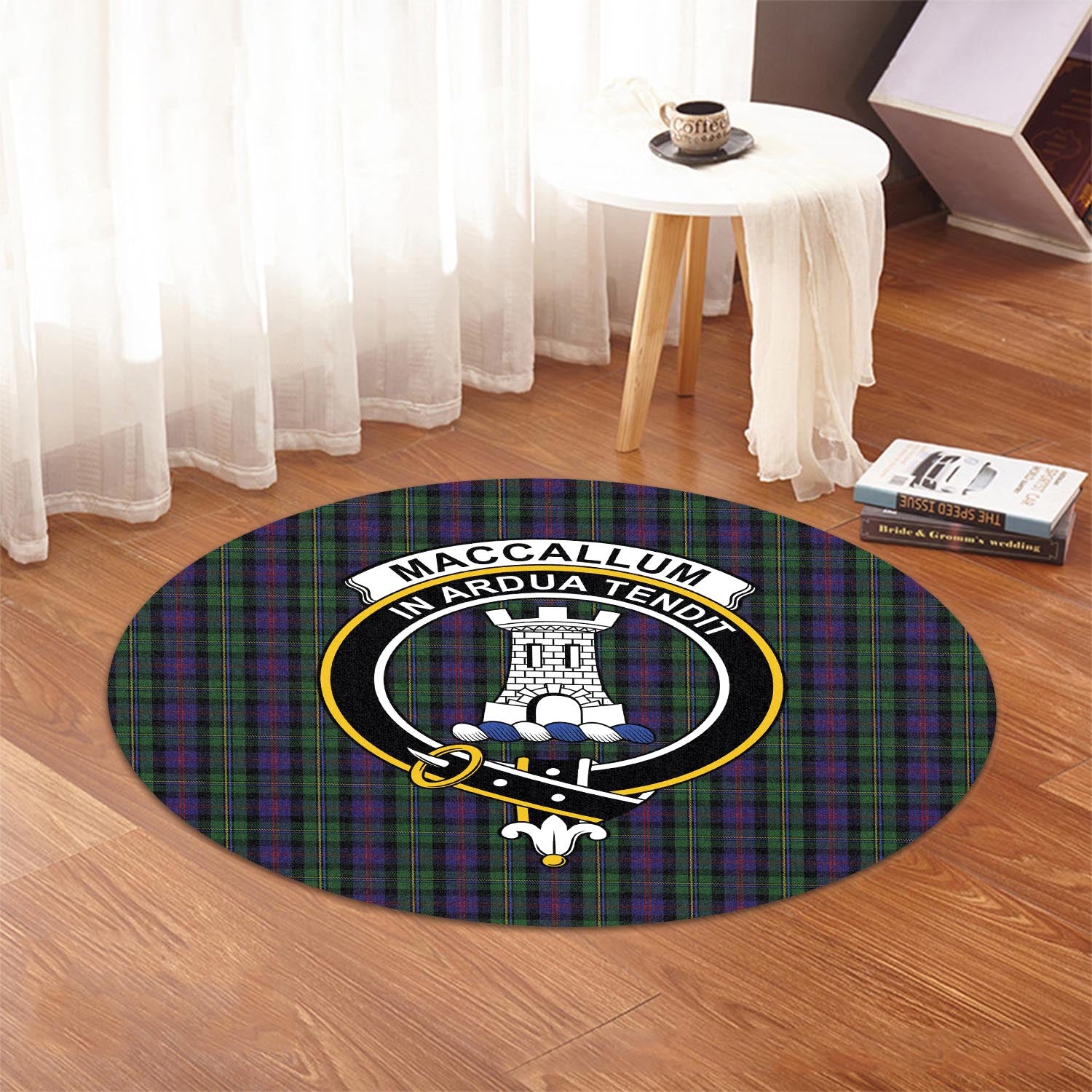 maccallum-tartan-round-rug-with-family-crest