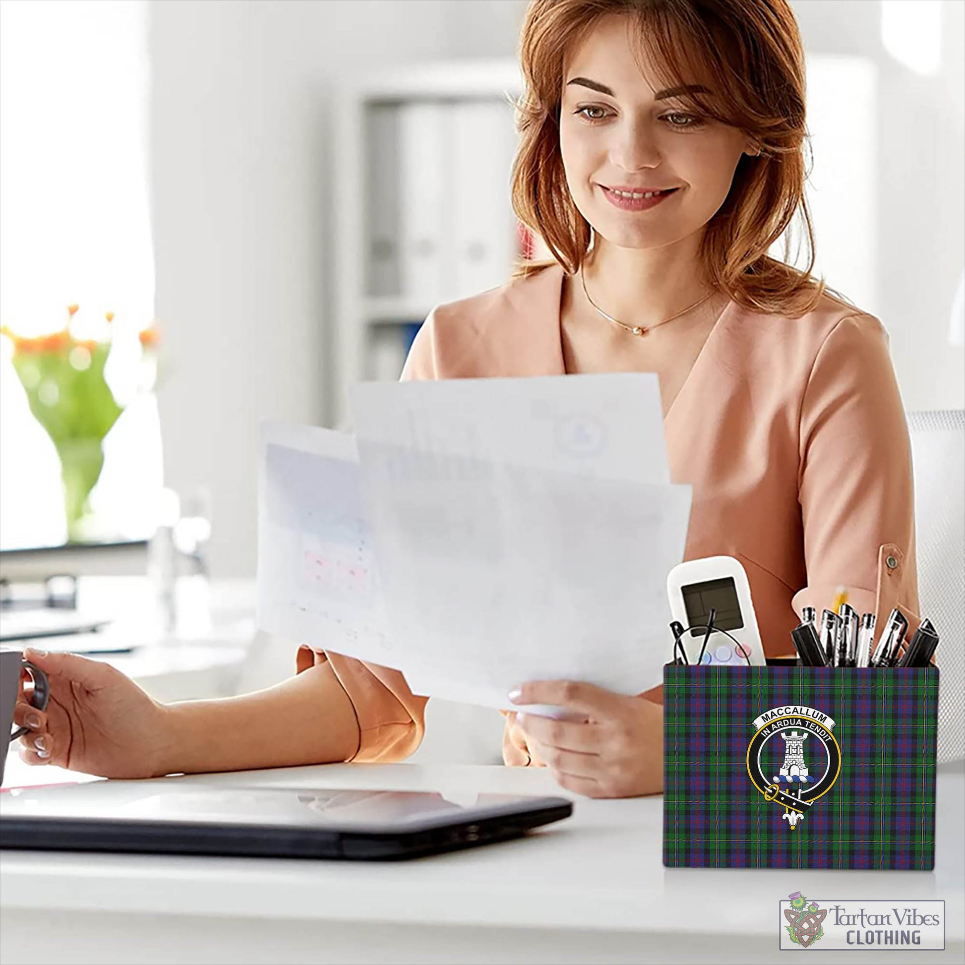 Tartan Vibes Clothing MacCallum Tartan Pen Holder with Family Crest