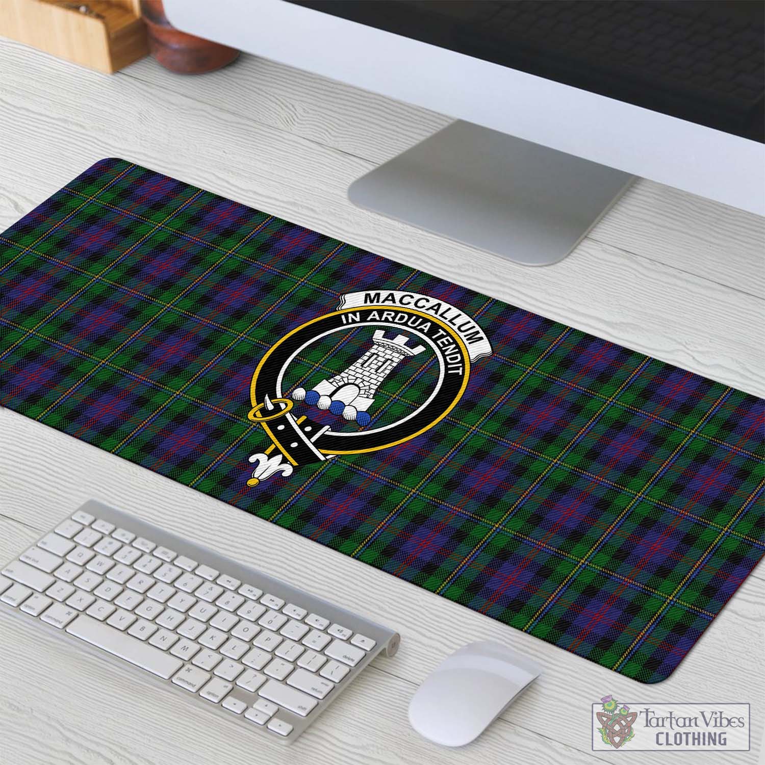 Tartan Vibes Clothing MacCallum Tartan Mouse Pad with Family Crest