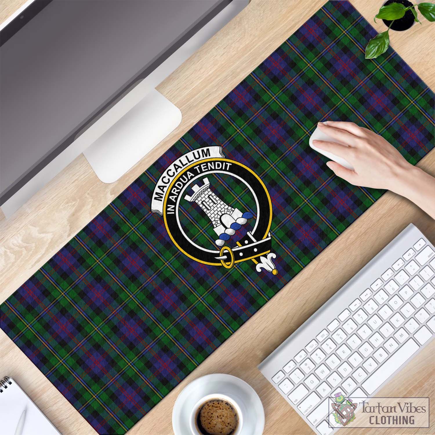 Tartan Vibes Clothing MacCallum Tartan Mouse Pad with Family Crest