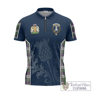 MacCallum Dress Tartan Zipper Polo Shirt with Family Crest and Scottish Thistle Vibes Sport Style