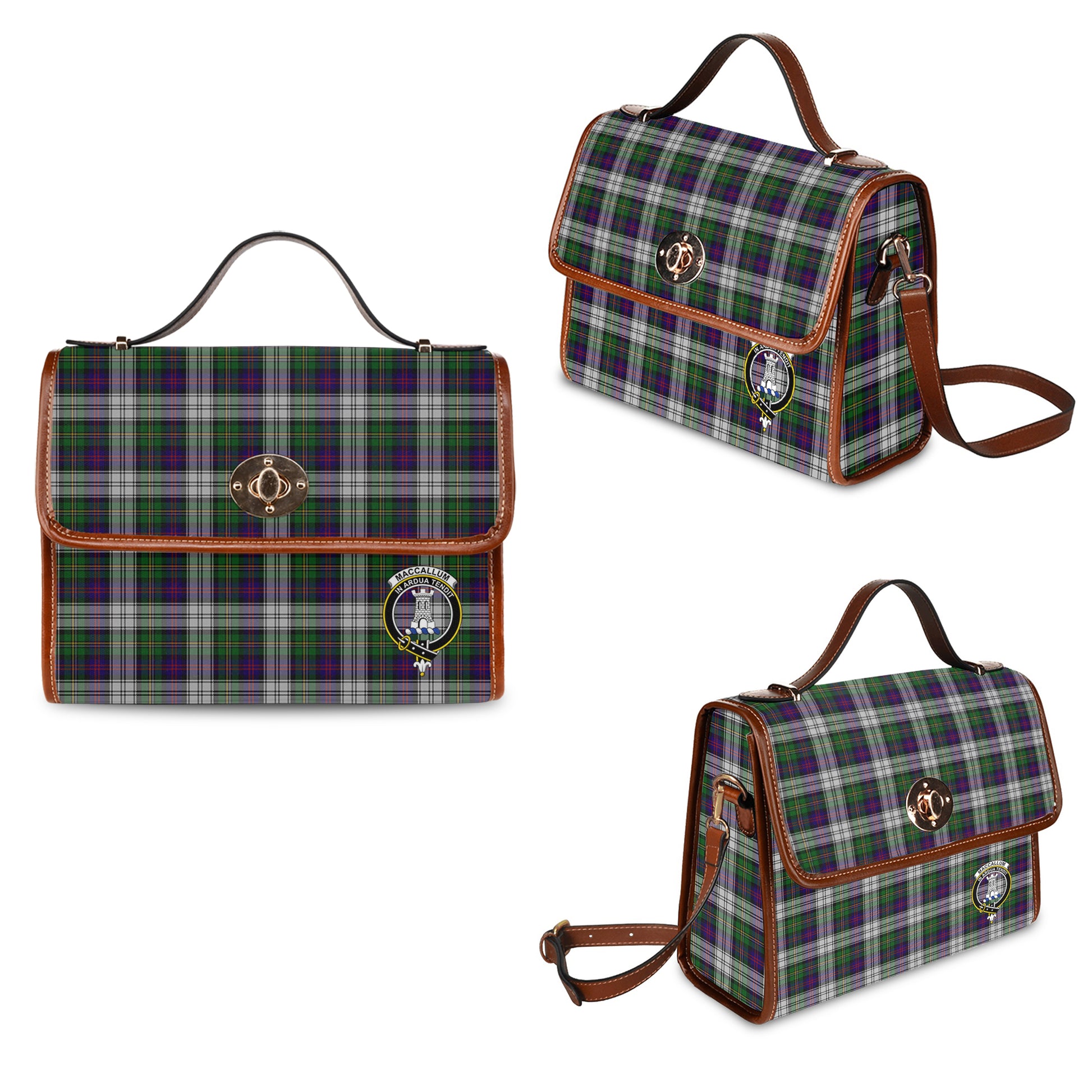 maccallum-dress-tartan-leather-strap-waterproof-canvas-bag-with-family-crest