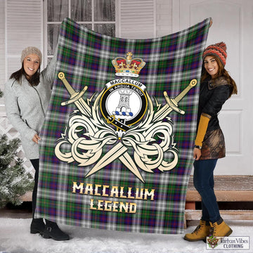 MacCallum Dress Tartan Blanket with Clan Crest and the Golden Sword of Courageous Legacy