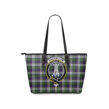 MacCallum Dress Tartan Leather Tote Bag with Family Crest