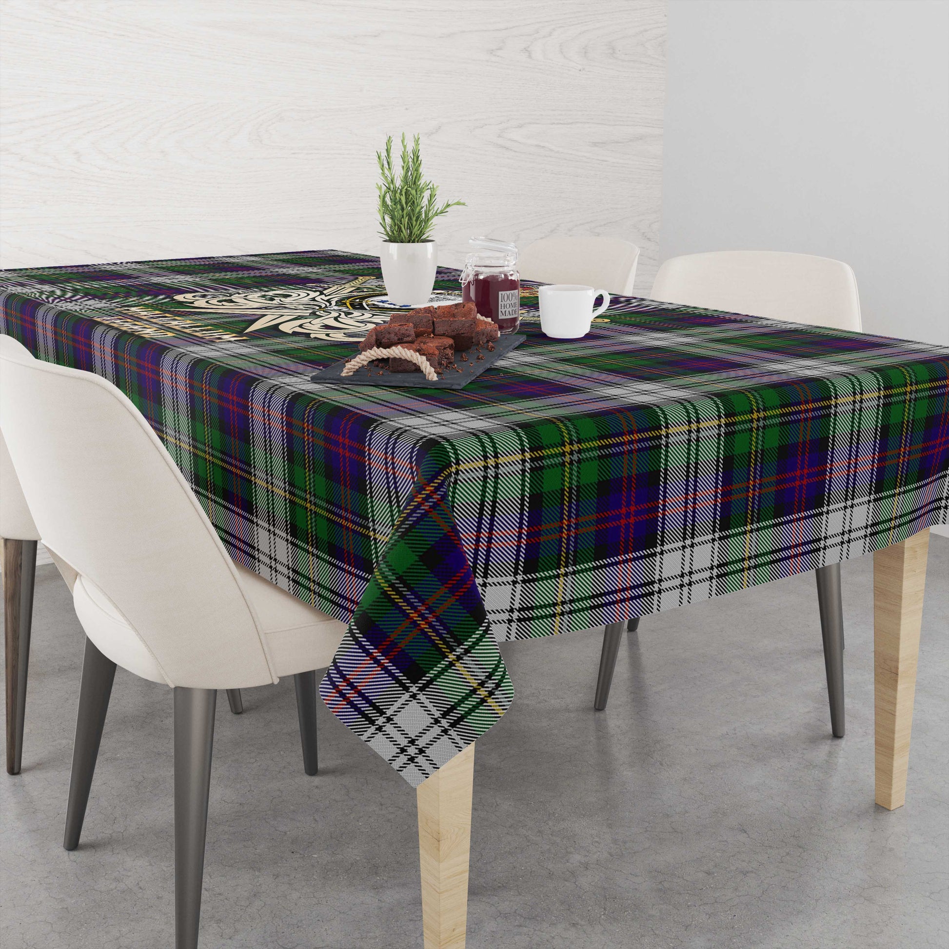 Tartan Vibes Clothing MacCallum Dress Tartan Tablecloth with Clan Crest and the Golden Sword of Courageous Legacy