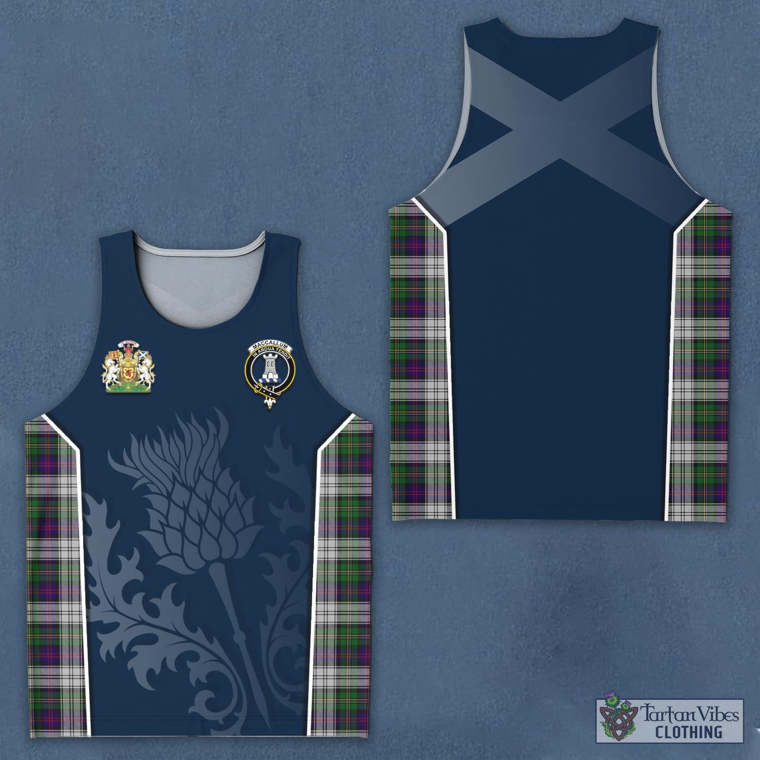Tartan Vibes Clothing MacCallum Dress Tartan Men's Tanks Top with Family Crest and Scottish Thistle Vibes Sport Style