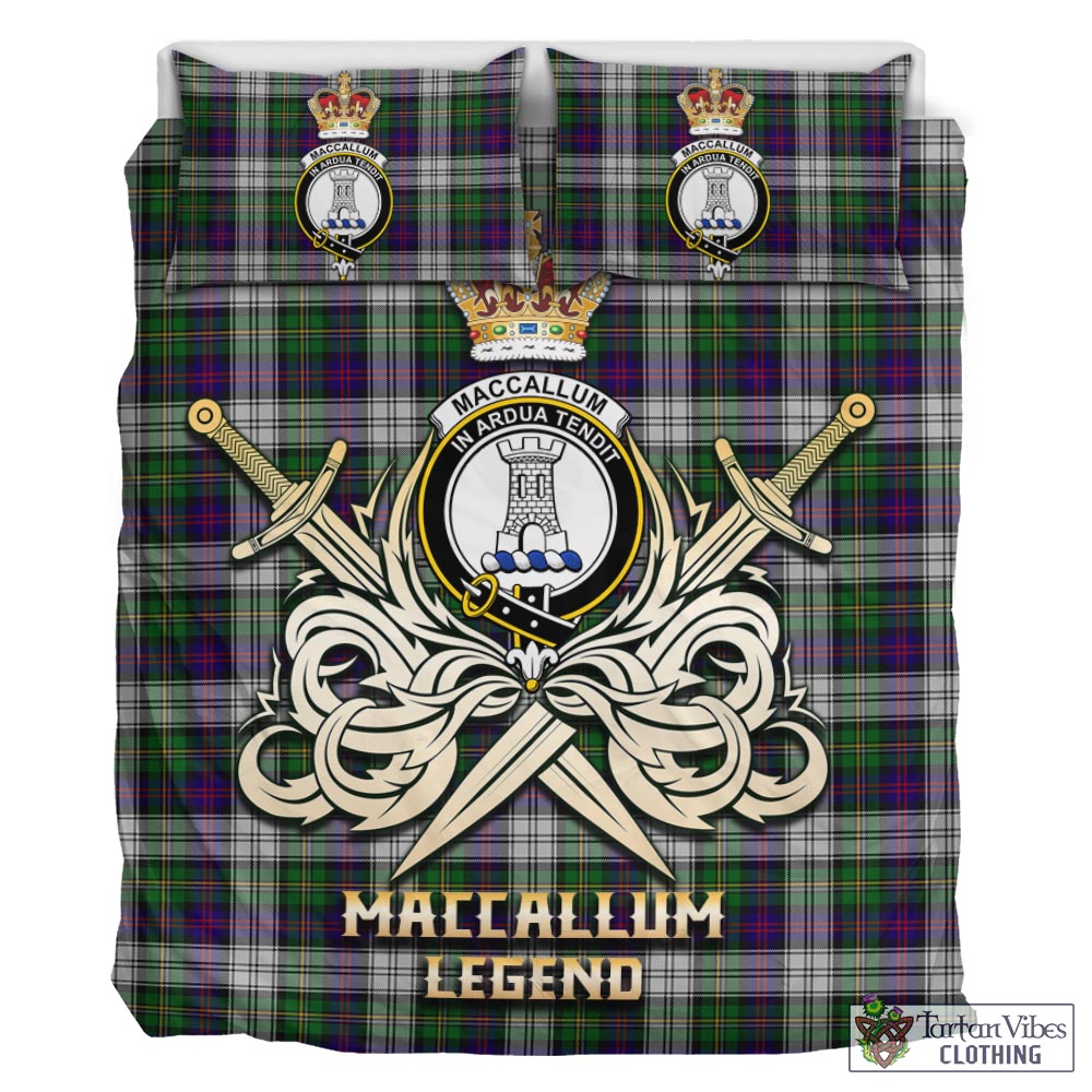 Tartan Vibes Clothing MacCallum Dress Tartan Bedding Set with Clan Crest and the Golden Sword of Courageous Legacy