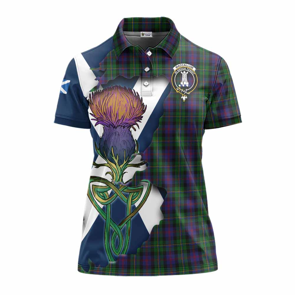 Tartan Vibes Clothing MacCallum (McCallum) Tartan Family Crest Women's Polo Shirt Scottish Thistle Celtic Inspired