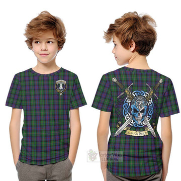 Tartan Vibes Clothing MacCallum (McCallum) Tartan Kid T-Shirt with Family Crest Celtic Skull Style