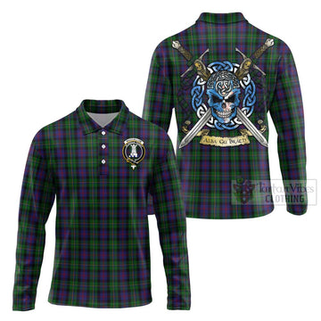 MacCallum (McCallum) Tartan Long Sleeve Polo Shirt with Family Crest Celtic Skull Style