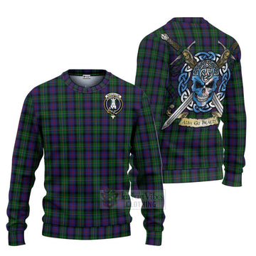 Tartan Vibes Clothing MacCallum (McCallum) Tartan Knitted Sweater with Family Crest Celtic Skull Style