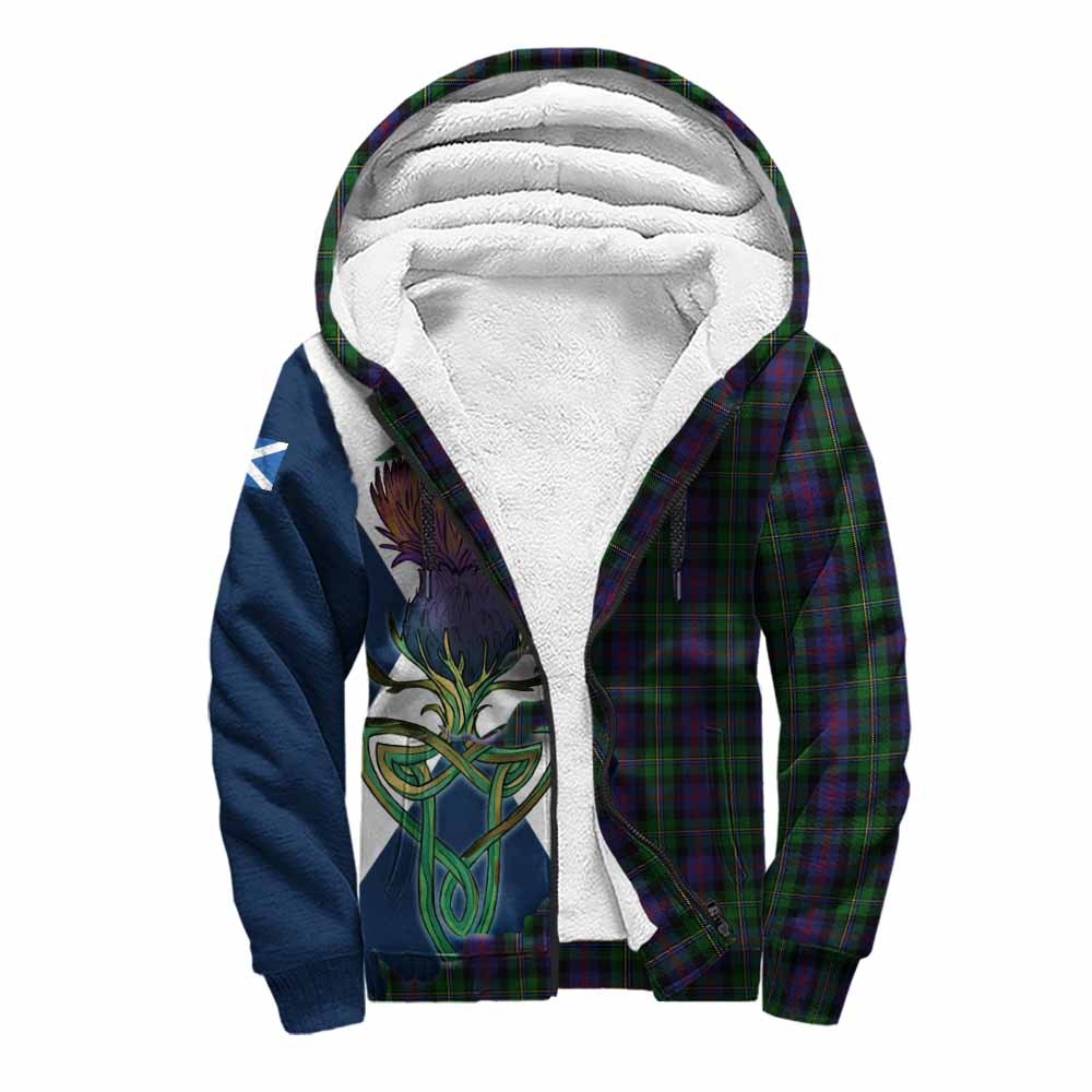 Tartan Vibes Clothing MacCallum (McCallum) Tartan Family Crest Sherpa Hoodie Scottish Thistle Celtic Inspired