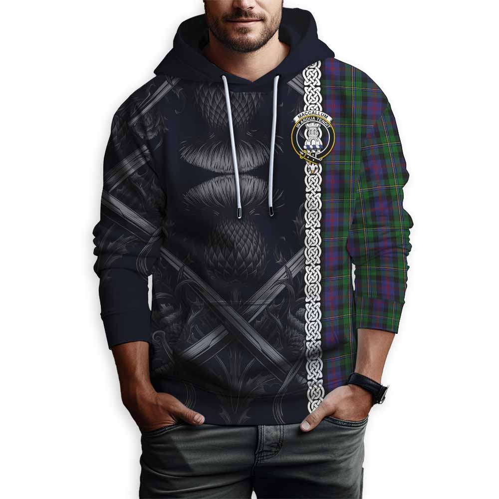 Tartan Vibes Clothing MacCallum (McCallum) Tartan Hoodie with Family Crest Cross Sword Thistle Celtic Vibes