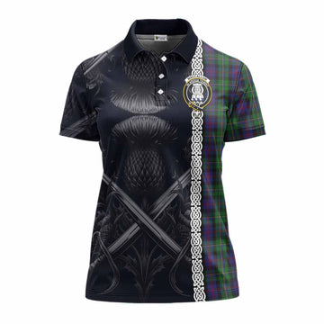 Tartan Vibes Clothing MacCallum (McCallum) Tartan Women's Polo Shirt with Family Crest Cross Sword Thistle Celtic Vibes
