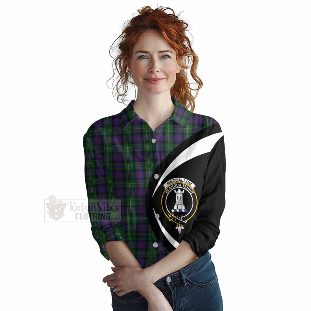 Tartan Vibes Clothing MacCallum (McCallum) Tartan Women's Casual Shirt with Family Crest Circle Style