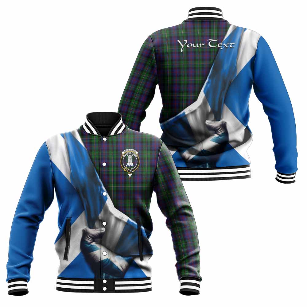 Tartan Vibes Clothing MacCallum (McCallum) Tartan Baseball Jacket with Family Crest Scotland Patriotic Style