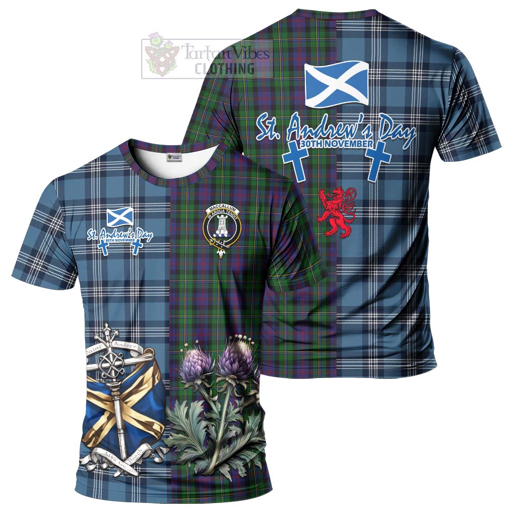 Tartan Vibes Clothing MacCallum (McCallum) Tartan T-Shirt Happy St. Andrew's Day Half Tartan Style