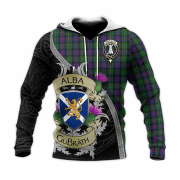 Tartan Vibes Clothing MacCallum (McCallum) Tartan Family Crest Knitted Hoodie Lion Rampant Royal Thistle Shield Celtic Inspired