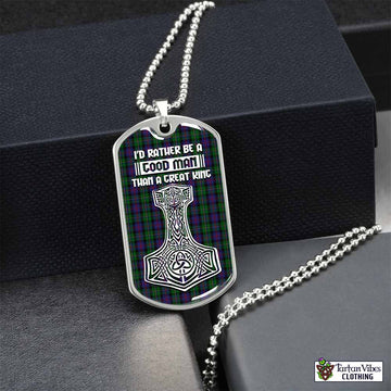 Tartan Vibes Clothing MacCallum (McCallum) Tartan Dog Tag Necklace Viking Mjolnir Style