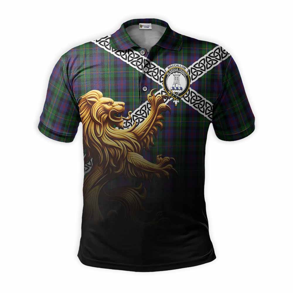 Tartan Vibes Clothing MacCallum (McCallum) Crest Tartan Polo Shirt with Golden Lion Emblem Celtic Style