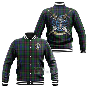 Tartan Vibes Clothing MacCallum (McCallum) Tartan Baseball Jacket with Family Crest Celtic Skull Style