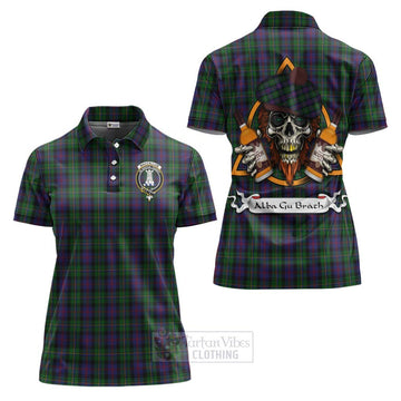 Tartan Vibes Clothing MacCallum (McCallum) Tartan Women's Polo Shirt with Family Crest and Bearded Skull Holding Bottles of Whiskey