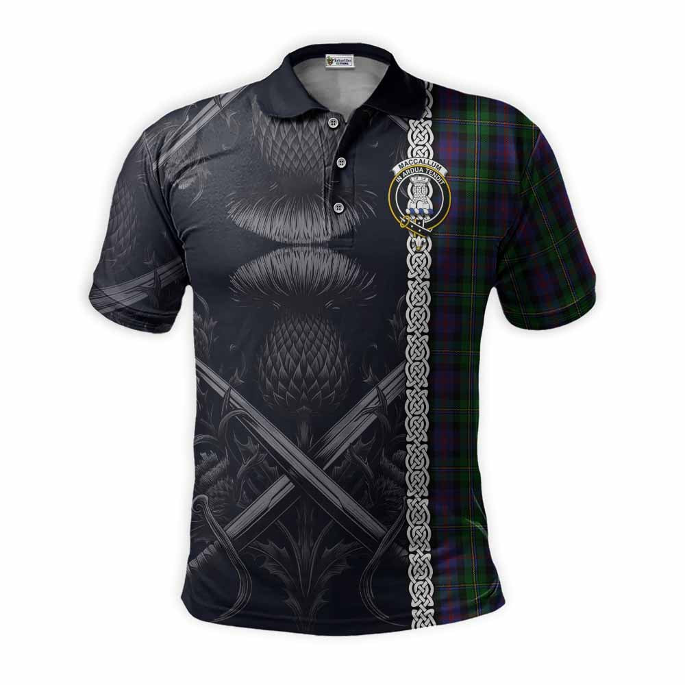 Tartan Vibes Clothing MacCallum (McCallum) Tartan Polo Shirt with Family Crest Cross Sword Thistle Celtic Vibes