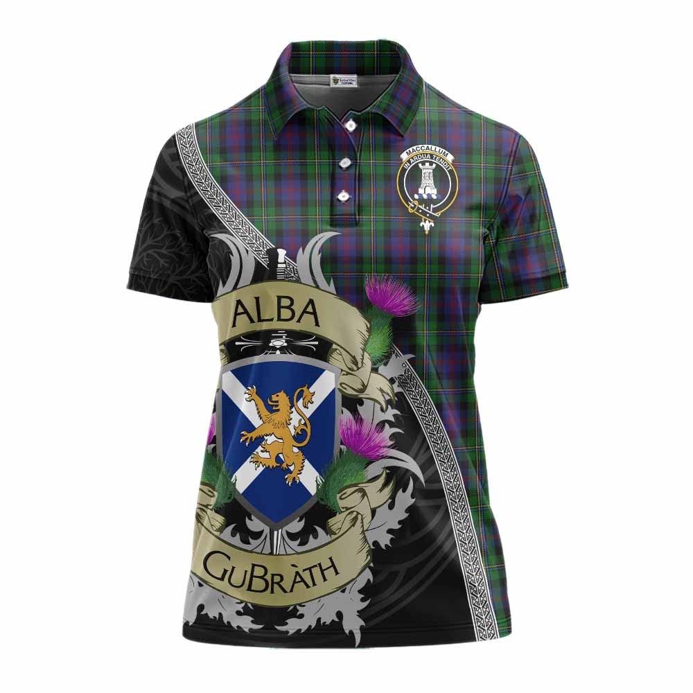 Tartan Vibes Clothing MacCallum (McCallum) Tartan Family Crest Women's Polo Shirt Lion Rampant Royal Thistle Shield Celtic Inspired