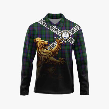 MacCallum (McCallum) Crest Tartan Long Sleeve Polo Shirt with Golden Lion Emblem Celtic Style