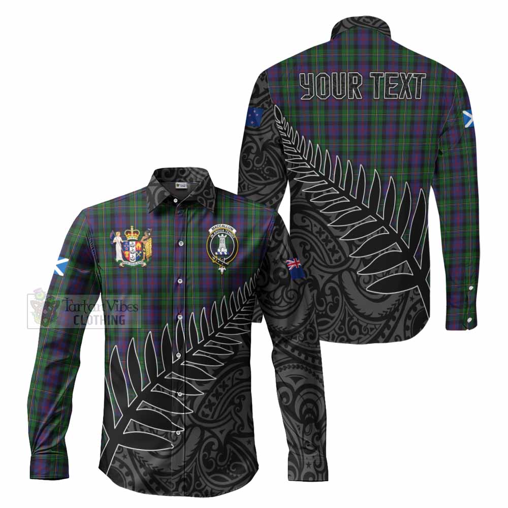 Tartan Vibes Clothing MacCallum (McCallum) Crest Tartan Long Sleeve Button Shirt with New Zealand Silver Fern Half Style