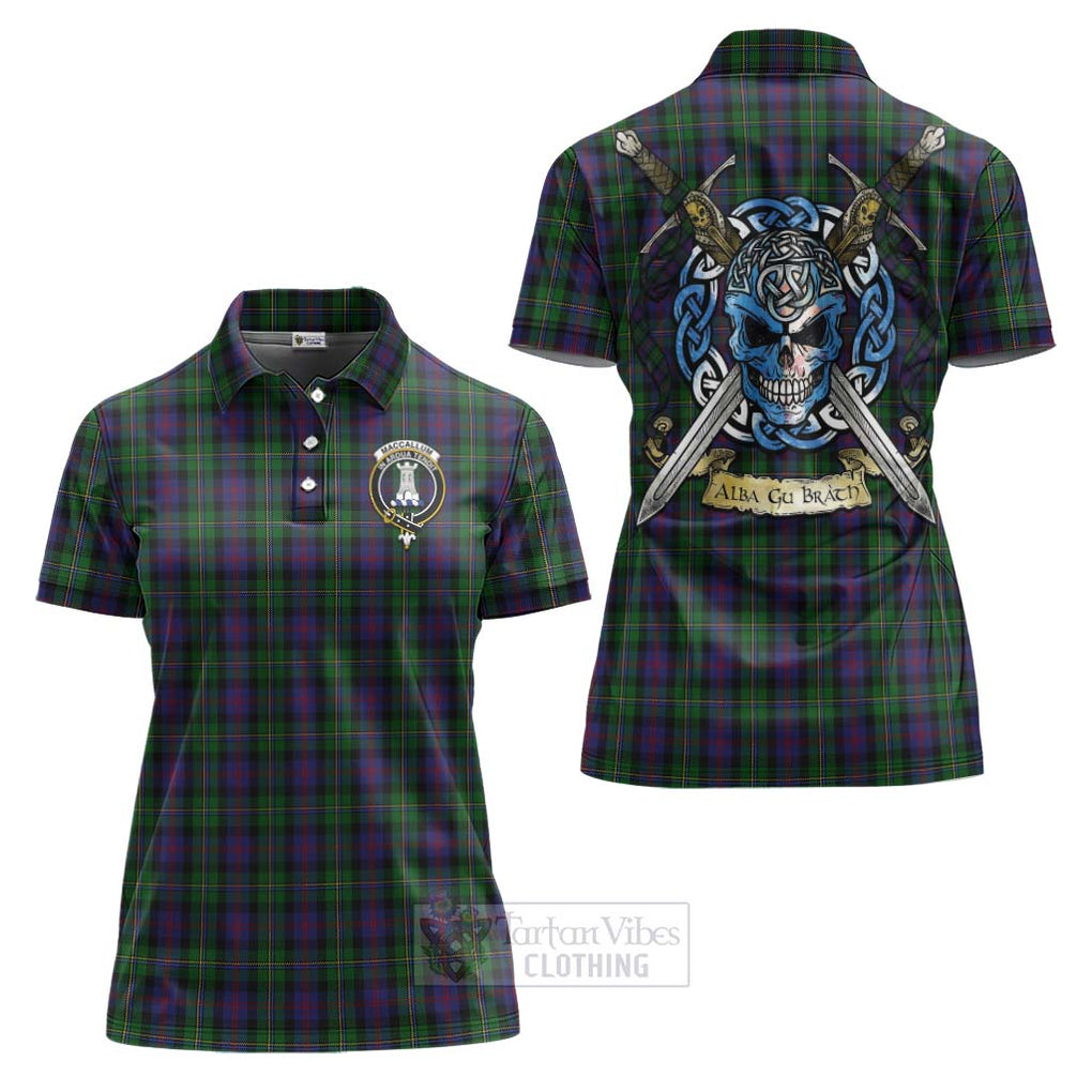 Tartan Vibes Clothing MacCallum (McCallum) Tartan Women's Polo Shirt with Family Crest Celtic Skull Style