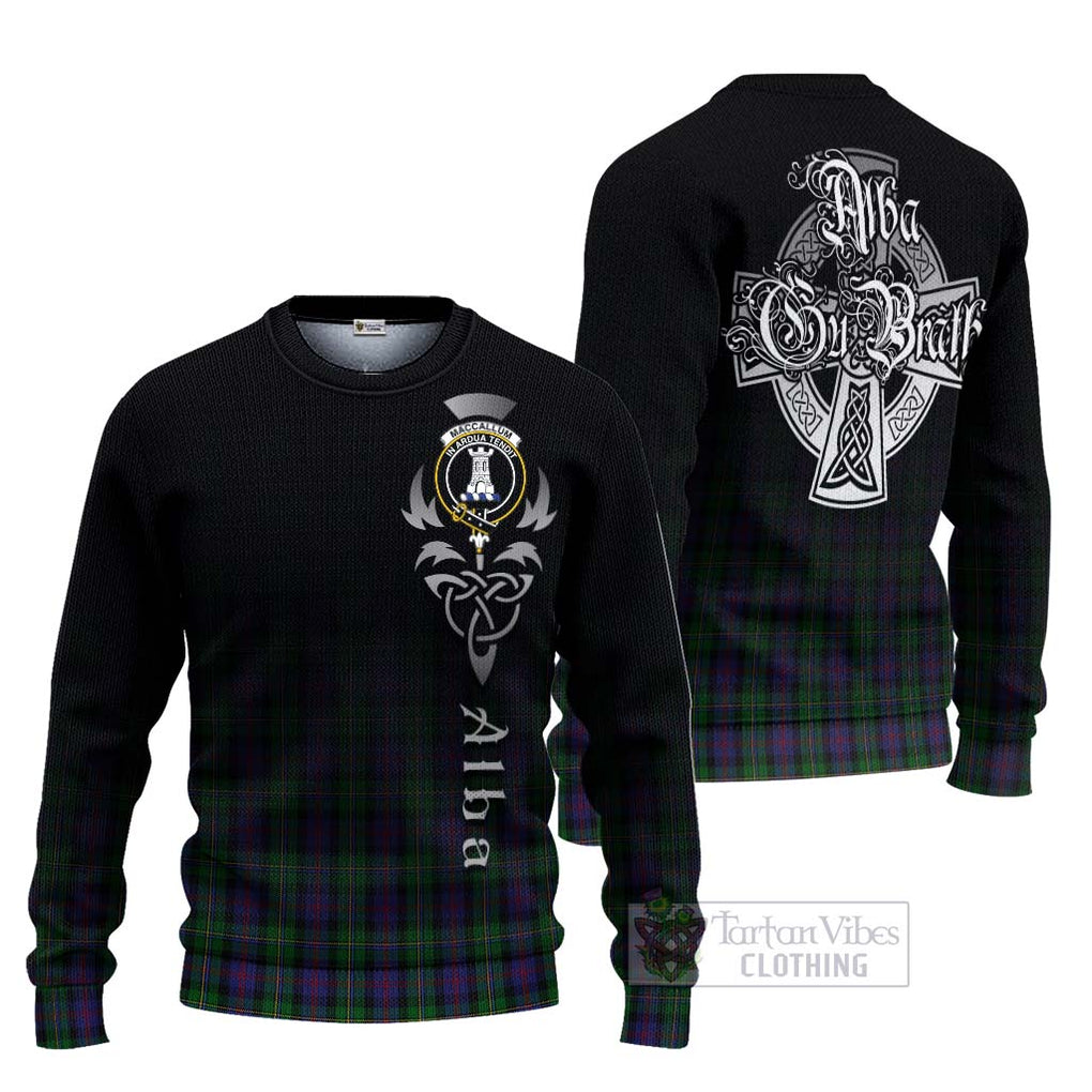 Tartan Vibes Clothing MacCallum (McCallum) Tartan Knitted Sweater Featuring Alba Gu Brath Family Crest Celtic Inspired