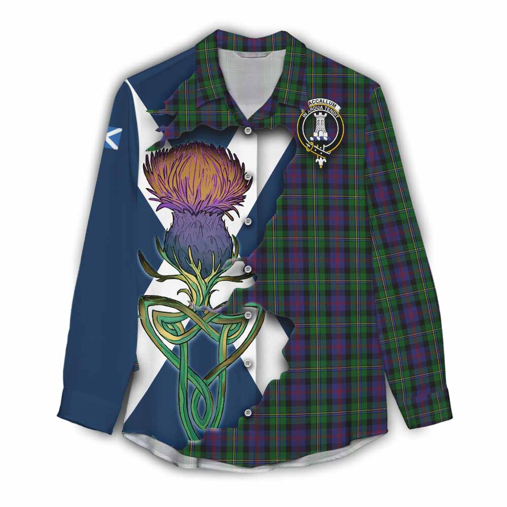 Tartan Vibes Clothing MacCallum (McCallum) Tartan Family Crest Women's Casual Shirt Scottish Thistle Celtic Inspired
