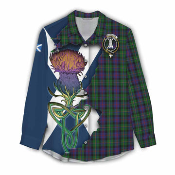 Tartan Vibes Clothing MacCallum (McCallum) Tartan Family Crest Women's Casual Shirt Scottish Thistle Celtic Inspired