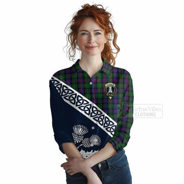 Tartan Vibes Clothing MacCallum (McCallum) Tartan Women's Casual Shirt Featuring Thistle and Scotland Map