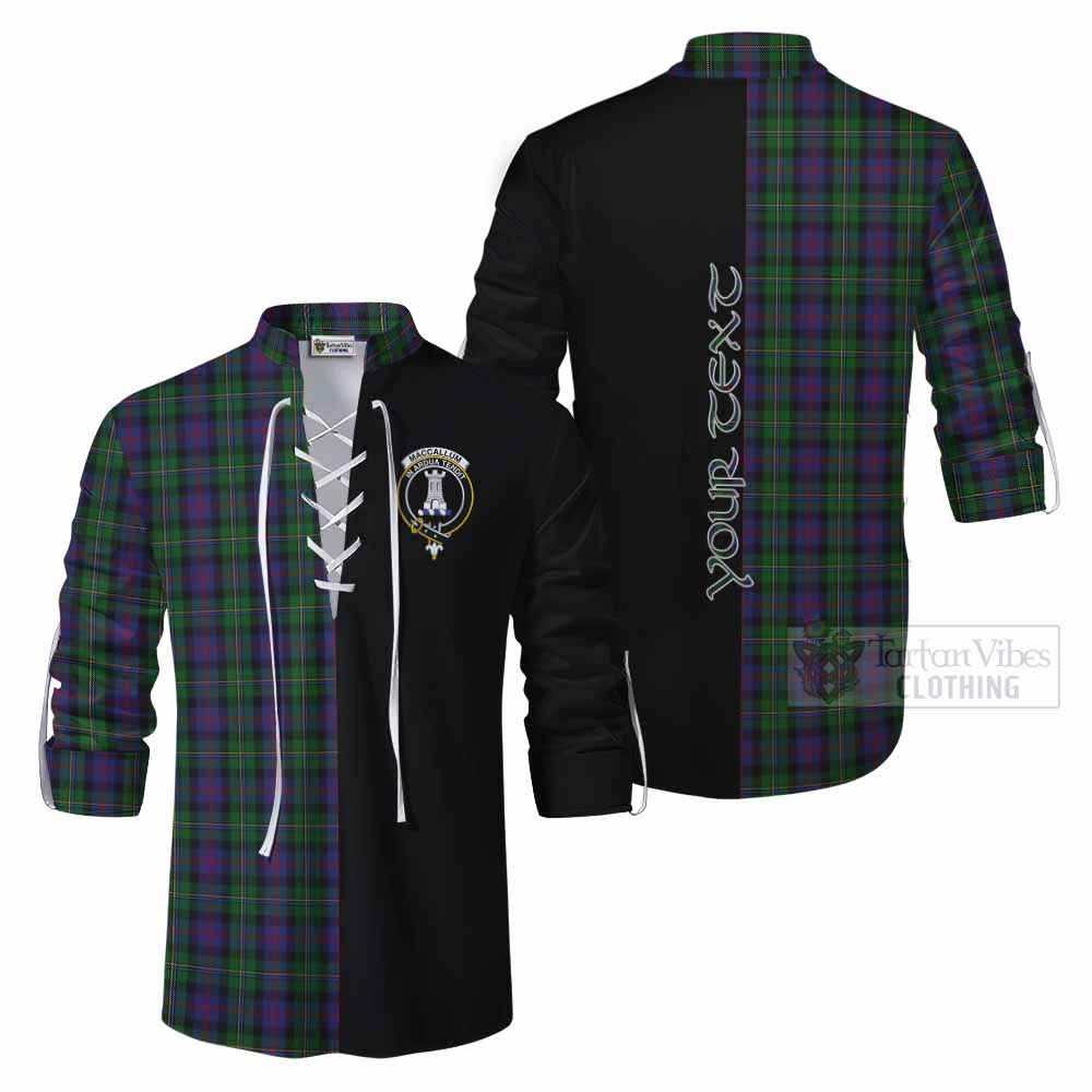 Tartan Vibes Clothing MacCallum (McCallum) Tartan Ghillie Kilt Shirt with Family Crest and Half Of Me Style