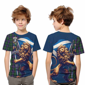 MacCallum (McCallum) Tartan Family Crest Kid T-Shirt with Scottish Majestic Lion
