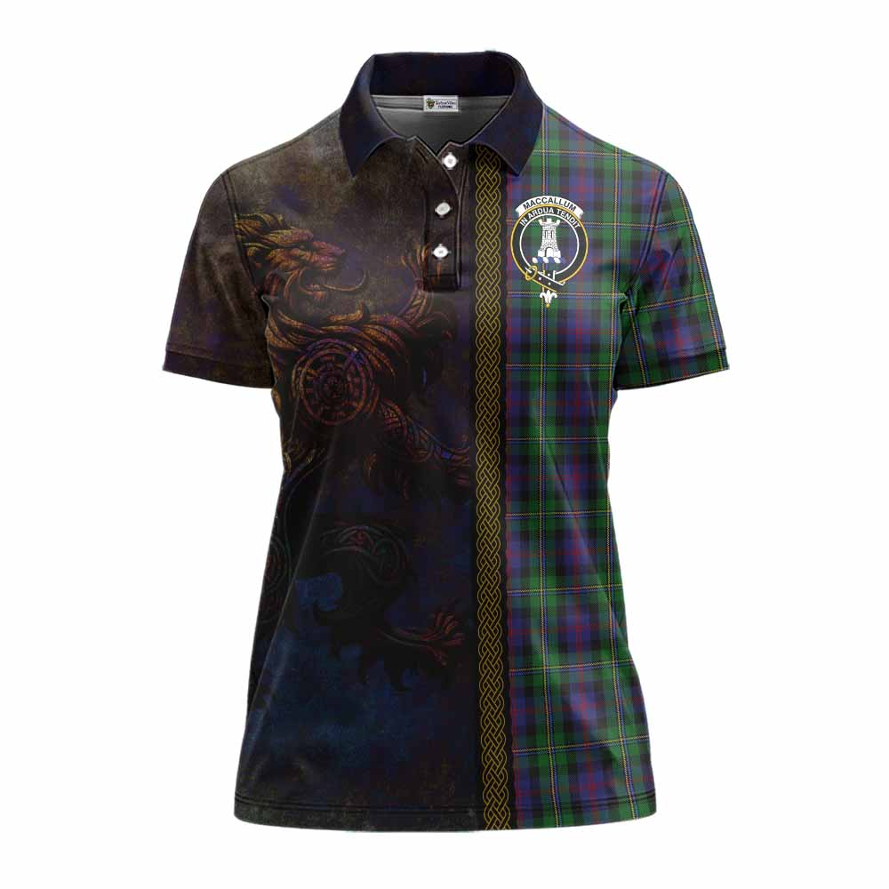 Tartan Vibes Clothing MacCallum (McCallum) Tartan Family Crest Women's Polo Shirt Alba Gu Brath Be Brave Lion Ancient Style