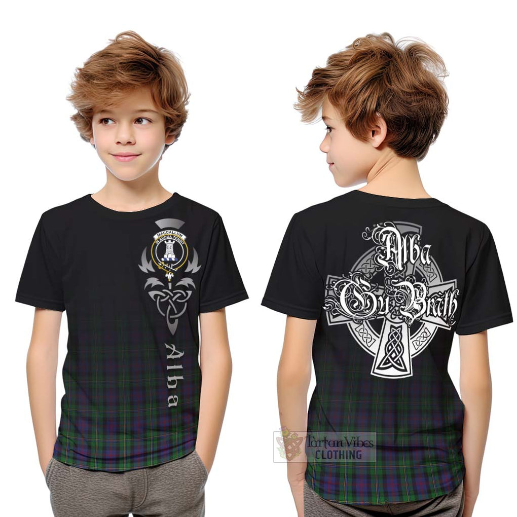 Tartan Vibes Clothing MacCallum (McCallum) Tartan Kid T-Shirt Featuring Alba Gu Brath Family Crest Celtic Inspired