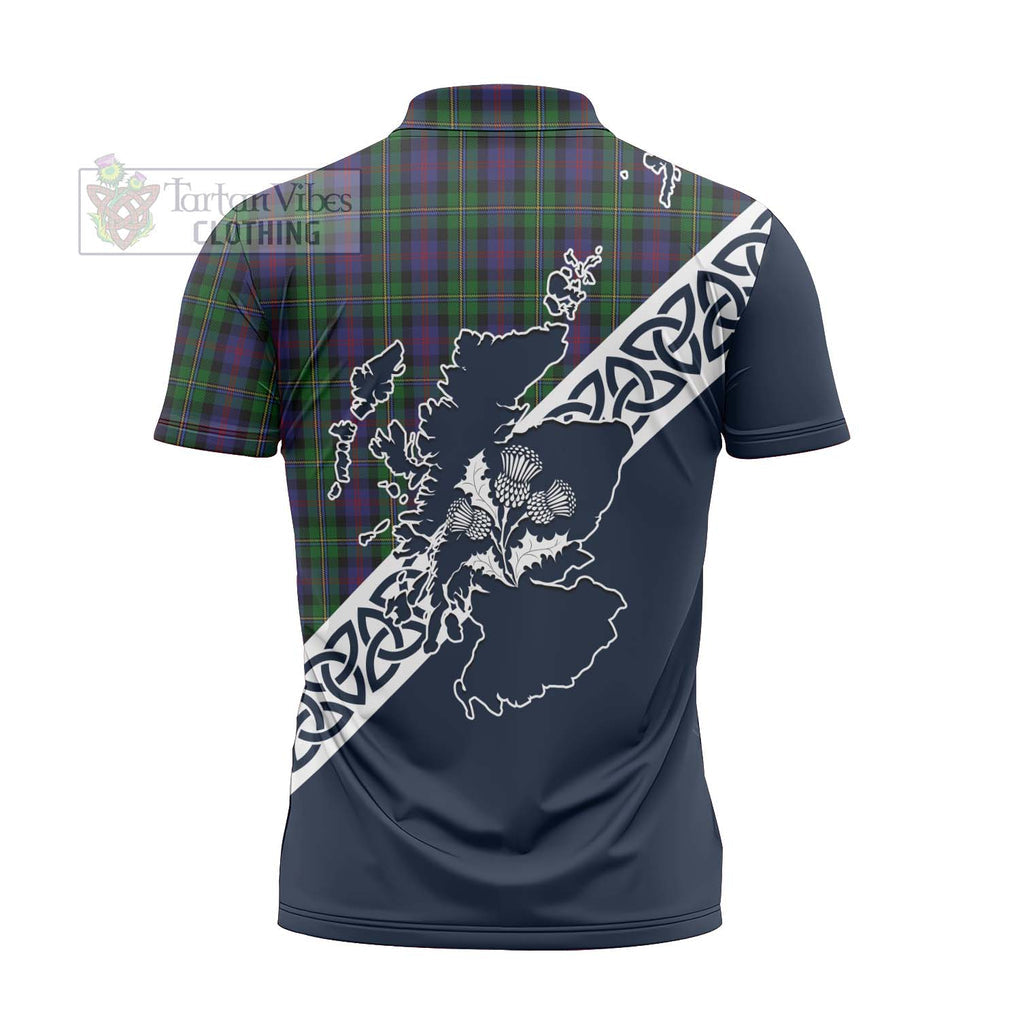 MacCallum (McCallum) Tartan Zipper Polo Shirt Featuring Thistle and Scotland Map - Tartanvibesclothing Store