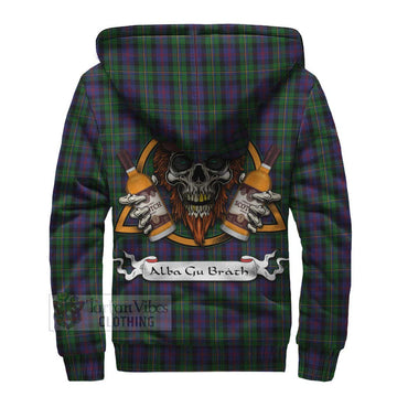 Tartan Vibes Clothing MacCallum (McCallum) Tartan Sherpa Hoodie with Family Crest and Bearded Skull Holding Bottles of Whiskey