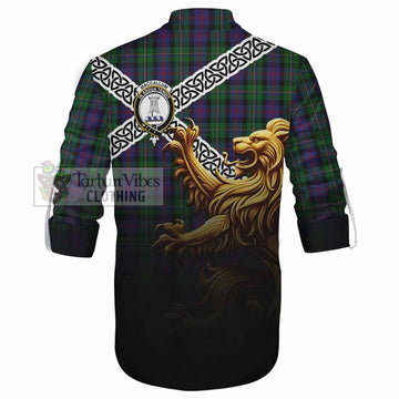 MacCallum (McCallum) Crest Tartan Ghillie Kilt Shirt with Golden Lion Emblem Celtic Style