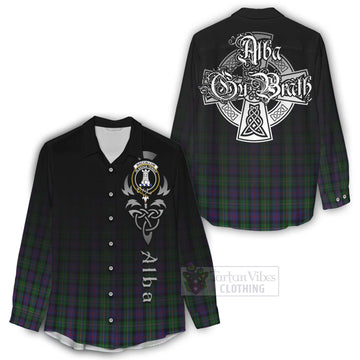 Tartan Vibes Clothing MacCallum (McCallum) Tartan Women's Casual Shirt Featuring Alba Gu Brath Family Crest Celtic Inspired
