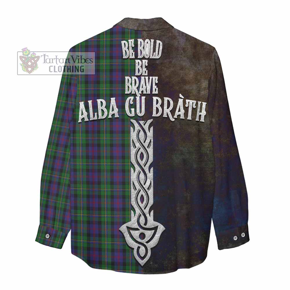 Tartan Vibes Clothing MacCallum (McCallum) Tartan Family Crest Women's Casual Shirt Alba Gu Brath Be Brave Lion Ancient Style