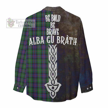 Tartan Vibes Clothing MacCallum (McCallum) Tartan Family Crest Women's Casual Shirt Alba Gu Brath Be Brave Lion Ancient Style