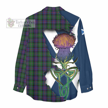 Tartan Vibes Clothing MacCallum (McCallum) Tartan Family Crest Women's Casual Shirt Scottish Thistle Celtic Inspired
