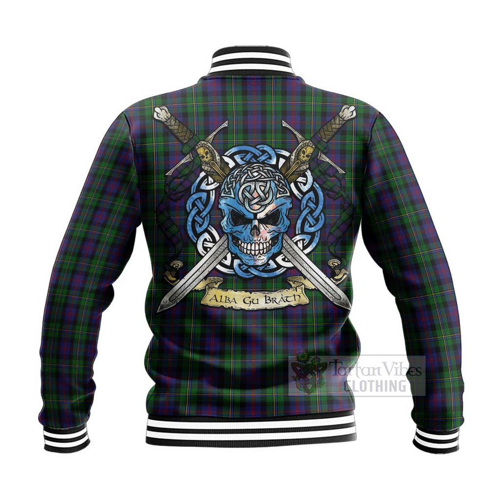 Tartan Vibes Clothing MacCallum (McCallum) Tartan Baseball Jacket with Family Crest Celtic Skull Style